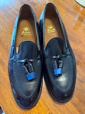 Alden Todd Snyder Black Leather Tassel Loafers Sz 9.  NWOB. Box39